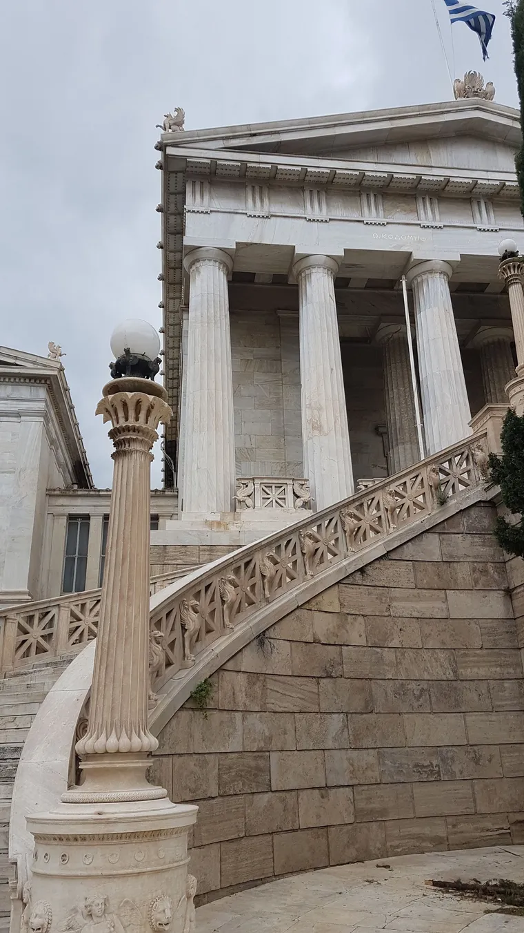 Grand marble columns of a classical courthouse-style building